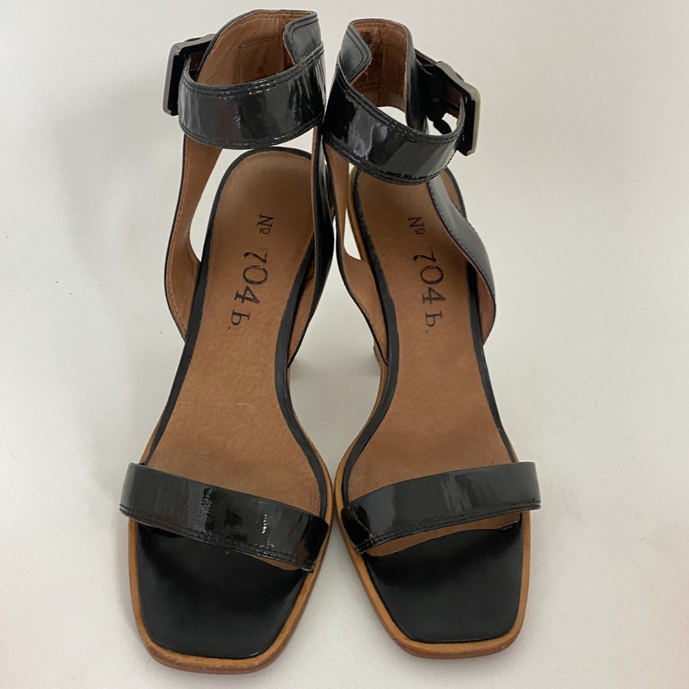 Anthropologie No 704b Almada Black Ankle Strap Patent Leather Size 39.5M Heels - Picture 8 of 14